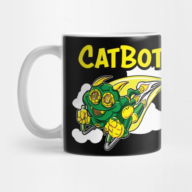 Cat Bot rocketing through the sky by eShirtLabs